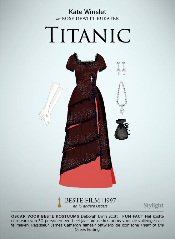 Oscars rode avondjurk en tasje Titanic Stylight