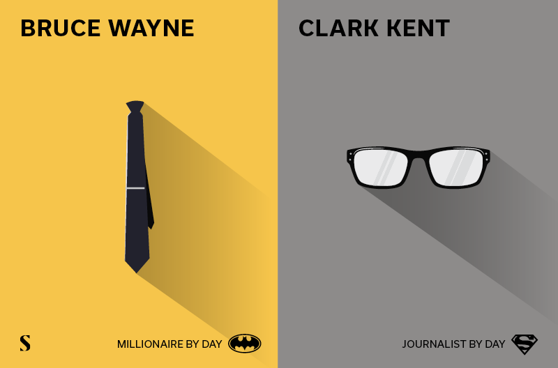 Stropdas Batman versus bril Clark Kent Stylight