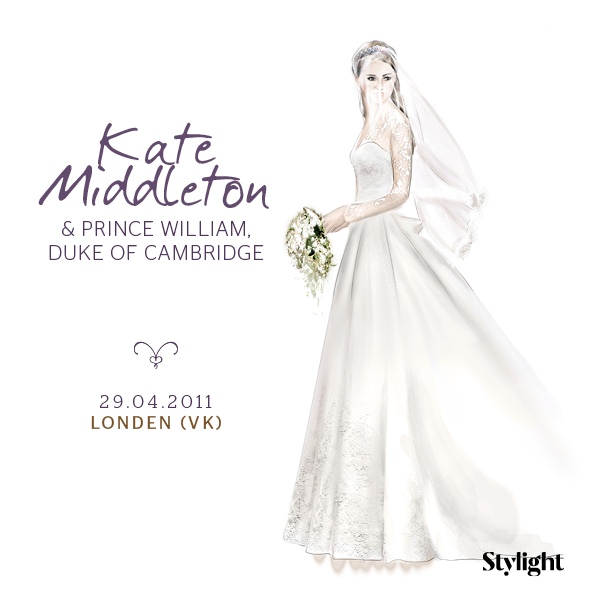 Kate Middleton in haar trouwjurk Stylight