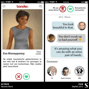 Eve Moneypenny chats met 007 op Stylight Tinder