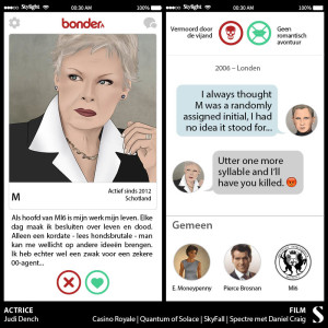 Tinder chat Judi Dench als M en 007 Stylight