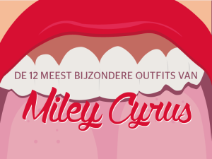 Open mond en uitstekende tong van Miley Cyrus met rode lippen sTYLIGHT