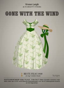 Oscars witte en groene jurk met hoed Gone with the Wind Stylight