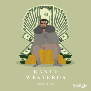 Game of Style Kanye West op troon met dollarbiljetten Stylight
