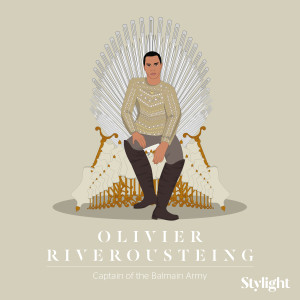 Stylight Game of Style Olivier Rousteing op troon van naalden en paspoppen