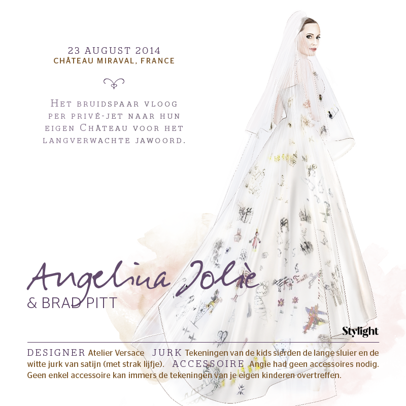 Stylight de 8 mooiste bruidsjurken Angelina Jolie in trouwjurk